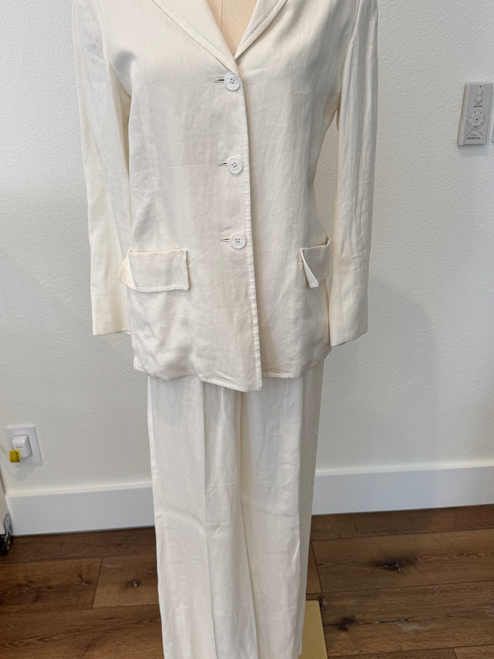 Jil Sander Ivory Linen Pant Suit Set Size IT 38 Tailor Made Made in Italy